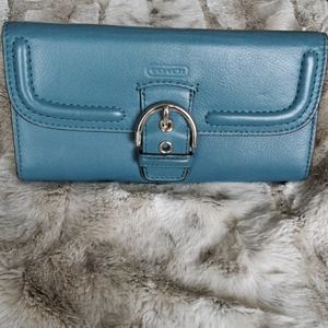 Coach Blue Leather Trifold Wallet , EUC